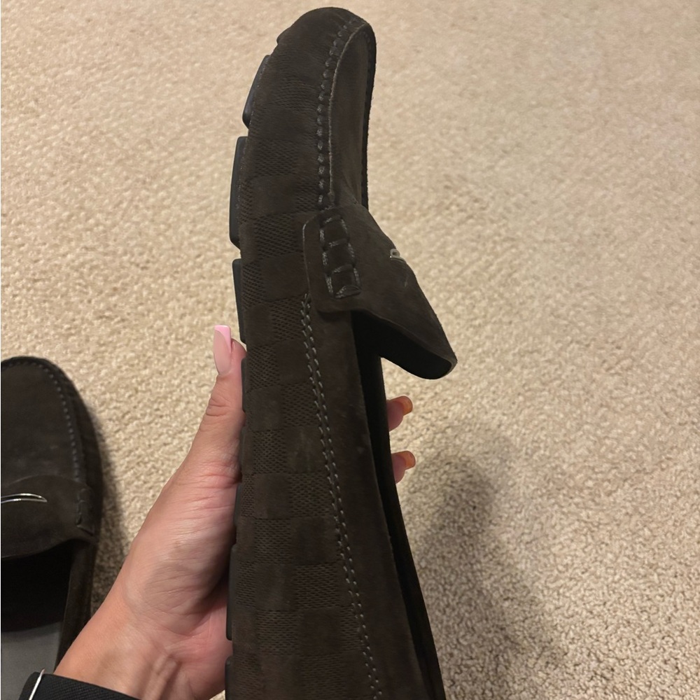 Louis Vuitton Men's Dark Brown Suede Penny Loafers - Picture 10 of 14